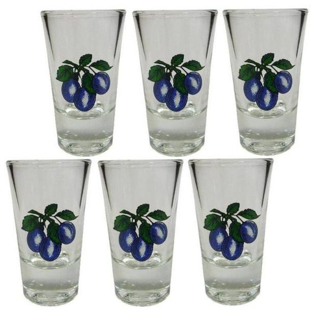 sklen. 25ml, 6ks, ŠVESTKY 3malé, panák