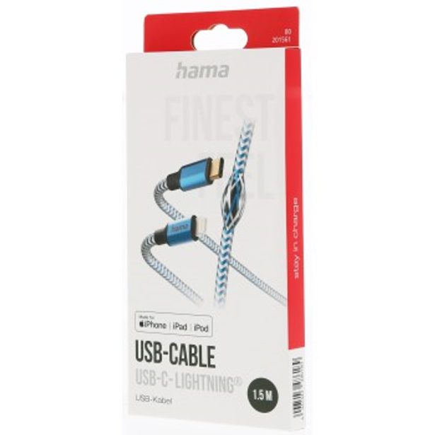 Hama MFi USB-C Lightning kabel Reflective pro Apple, 1,5 m, modrý