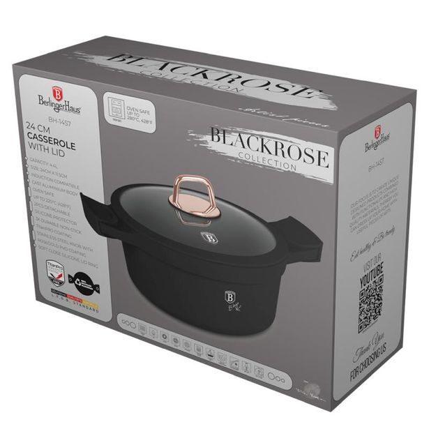 BERLINGERHAUS Kastrol s titanovým povrchem a poklicí 24 cm Black Rose Collection BH-1457