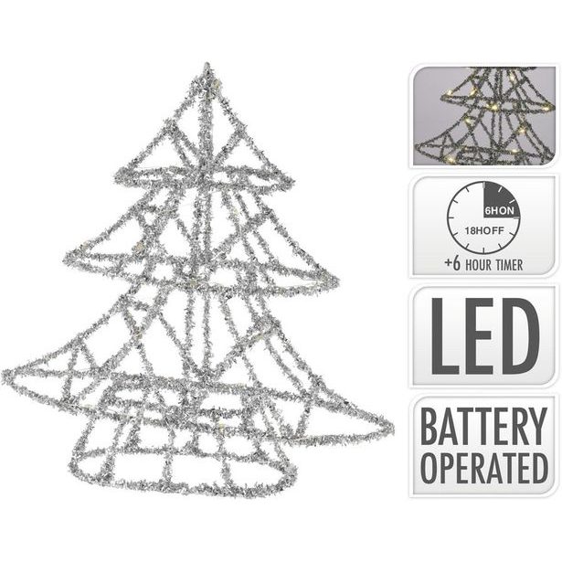 STROMEČEK 30cm, 20LED, stříbrný řetěz, dek.