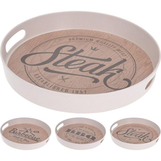 EXCELLENT HOUSEWARE Kulatý servírovací podnos 30 cm Steak KO-177600260stea