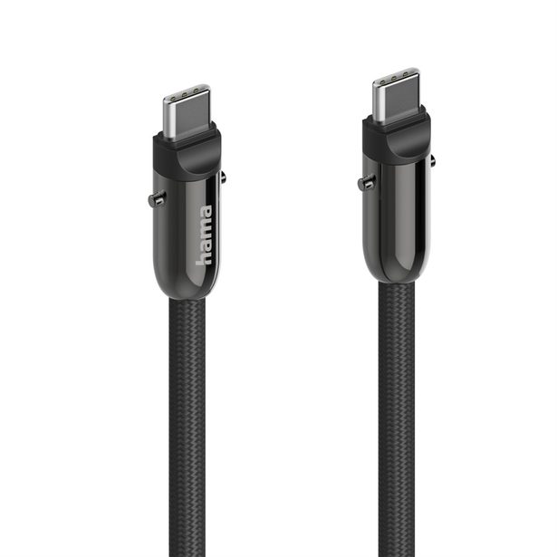 Hama USB-C kabel a šňůrka na mobil 2v1, 1,2 m, černá