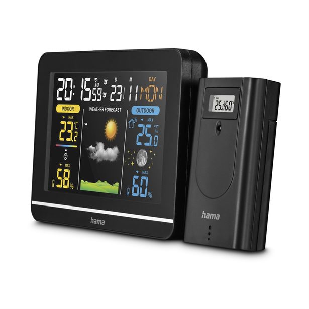Hama Usedom, meteostanice, bezdrátový senzor, barevný VA displej, síťový zdroj, baterie