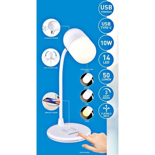GRUNDIG Stolní lampa LED s bezdrátovou nabíječkou na mobil 3v1 ED-247254