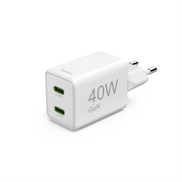 Hama rychlá USB nabíječka, 2x USB-C PD/QC, 40 W, super-mini