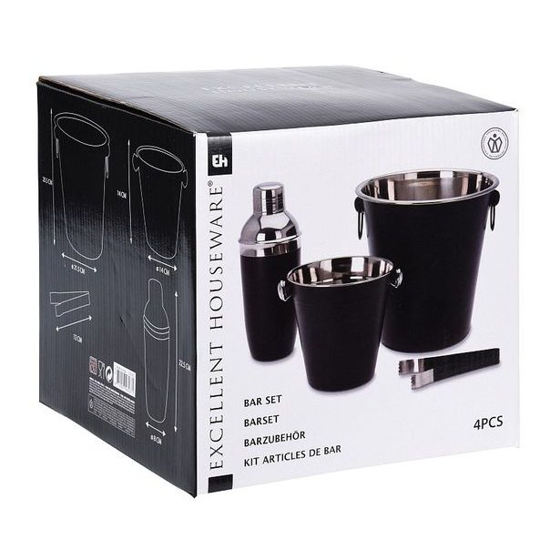 EXCELLENT HOUSEWARE Barmanská sada 4 ks nerez černá KO-A12405600
