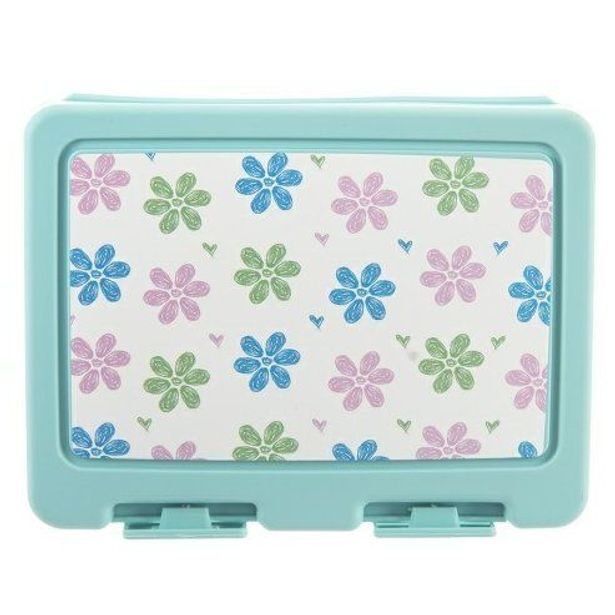 box 18x14x7,5cm, svačina, Lunch Květy, dělený+lžička, plast