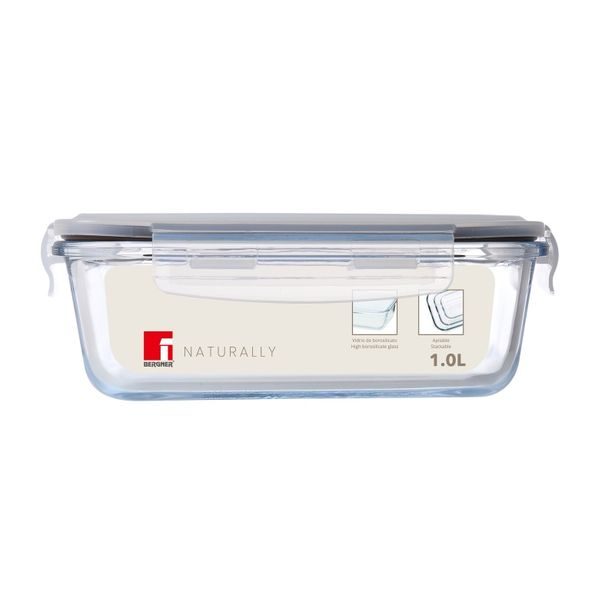 BERGNER Dóza na potraviny borosilikátové sklo NATURALLY 1L BG-25311-MM