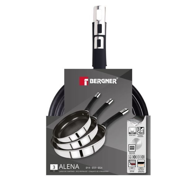 BERGNER Sada pánví s nepřilnavým povrchem ALENA 18,20,24 cm nerez BGEU-5529