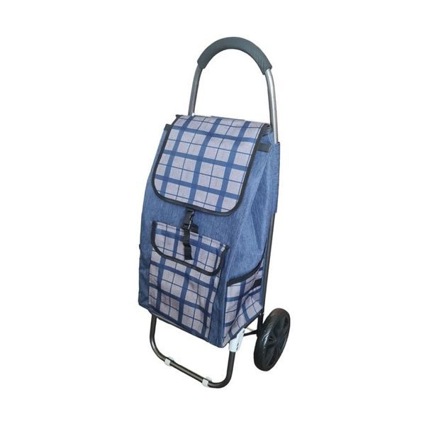 taška s kol., KÁRO modré, (24kg) přední, boční kapsy, textil