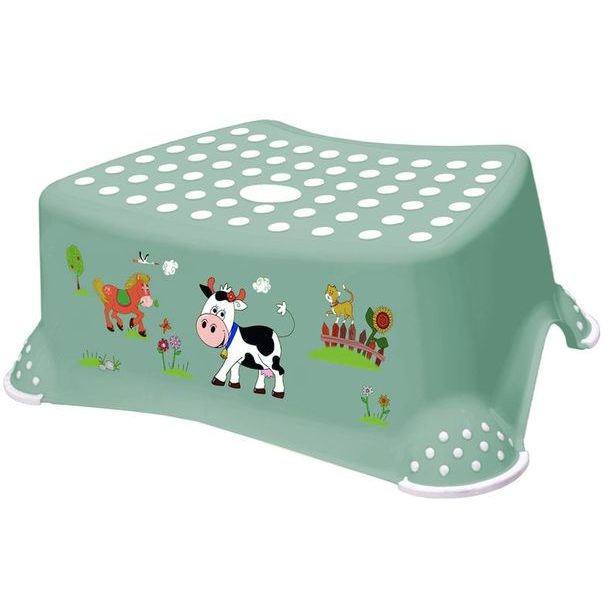 taburetka 40x28,v.14cm, sever.zelená-FUNNY FARM, plast