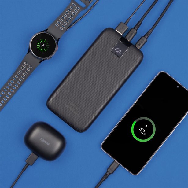 Hama PD 10 powerbanka, 10000 mAh, 3 výstupy: 1x USB-C, 2x USB-A, LED displej, PD, Qualcomm