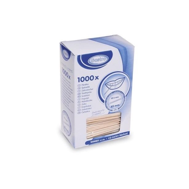 párátka 1000ks, kulatá, hygien.balená, d2x65mm, dřevo