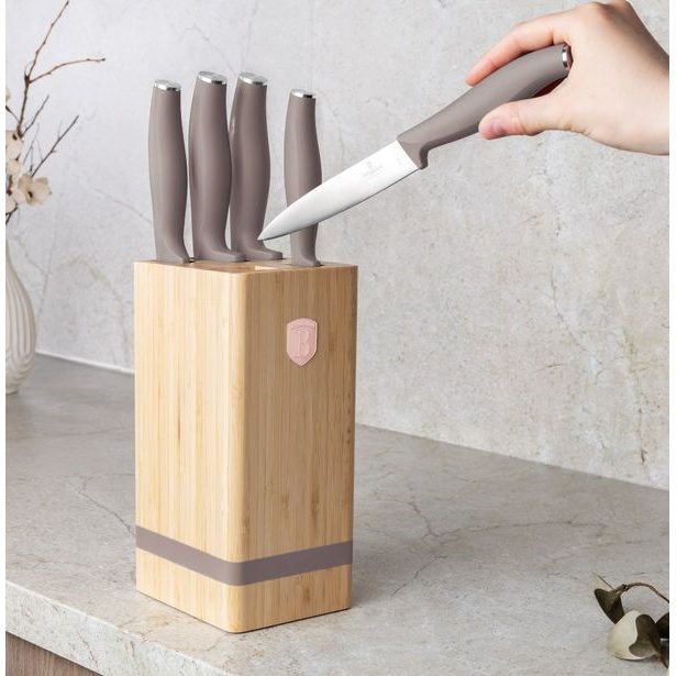 BERLINGERHAUS Sada nožů se stojanem BAMBOO 6 ks Taupe Collection BH-2974