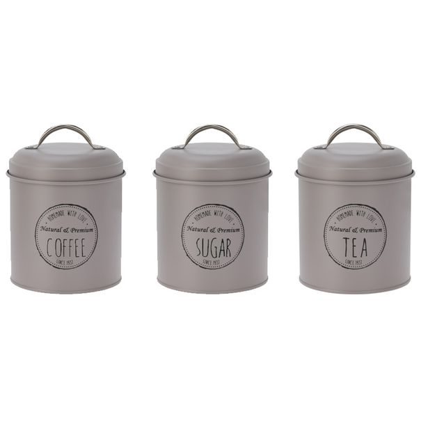 EXCELLENT HOUSEWARE Dóza na potraviny kávu, čaj a cukr sada 3 ks šedá KO-C80653730seda