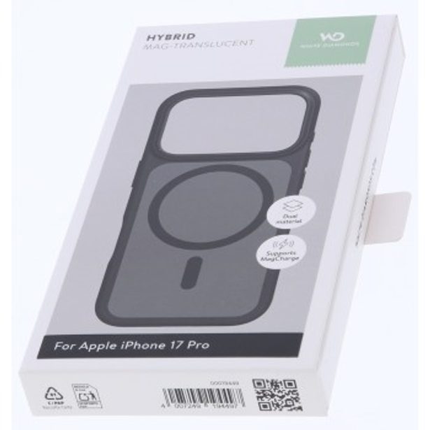 White Diamonds Hybrid Case, kryt pro Apple iPhone 17 Pro, magnetický, matný, poloprůhledný černý