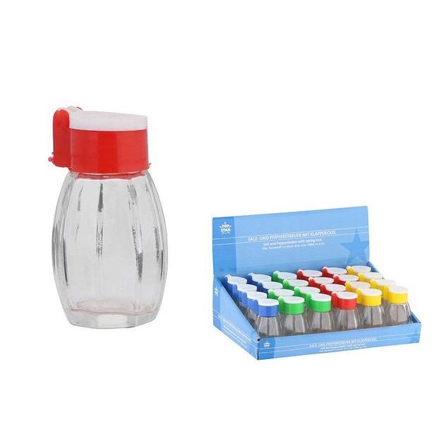 slánka-kořenka, 40ml, d4x8cm, 4barvy, klapka, sklo+plast