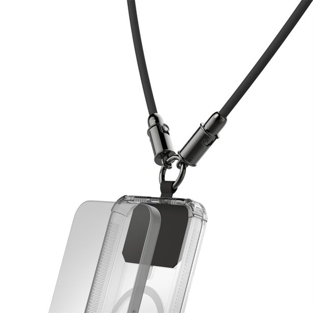 Hama USB-C kabel a šňůrka na mobil 2v1, 1,2 m, černá