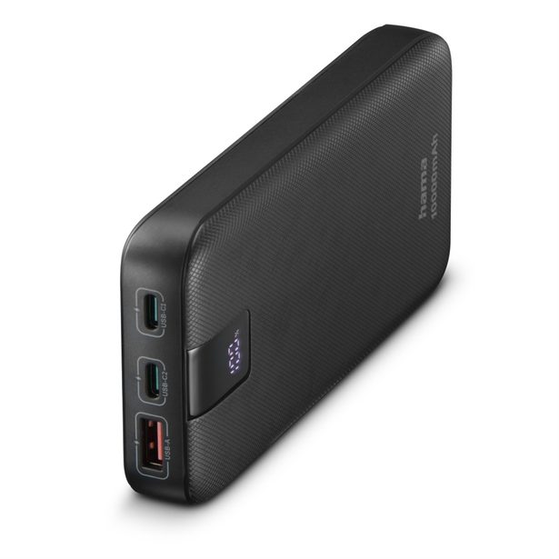 Hama PD 10 powerbanka, 10000 mAh, 3 výstupy: 1x USB-C, 2x USB-A, LED displej, PD, Qualcomm