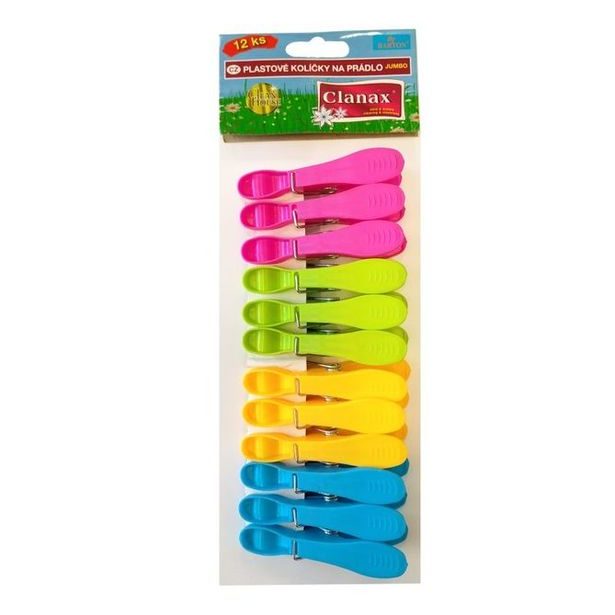 kolíčky 12ks JUMBO, 8,0x4,0x1,5cm, plast