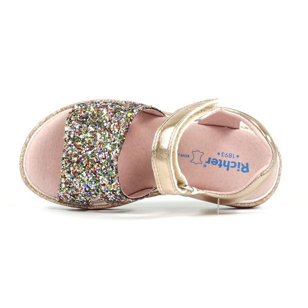 Dívčí kožené sandálky Richter - salmon/gold