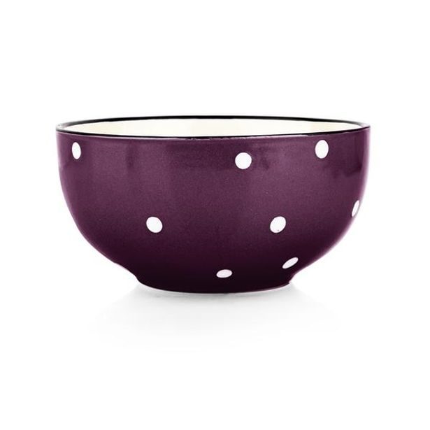TORO MISKA FIALOVÁ S BÍLÝMI PUNTÍKY,490ML,13CM KERAMIKA_hamashop