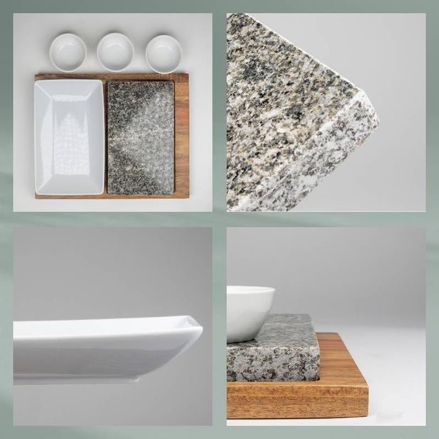 KELA Servírovací misky žhavý kámen XL Country akátové dřevo tmavě šedá 29,0x23,0x4,5cm KL-16629