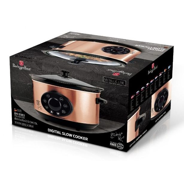 BERLINGERHAUS Pomalý hrnec s poklicí Slow Cooker 3,5 l Black Rose Collection BH-9383