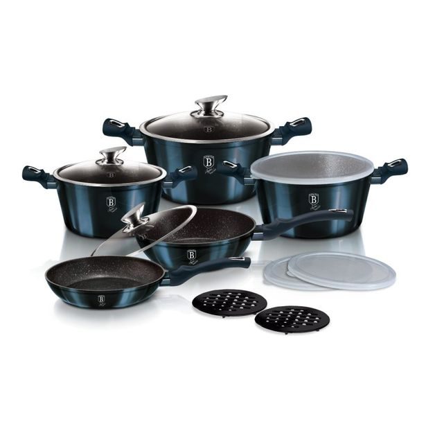 BERLINGERHAUS Sada nádobí s mramorovým povrchem 13 ks Aquamarine Metallic Line BH-7031