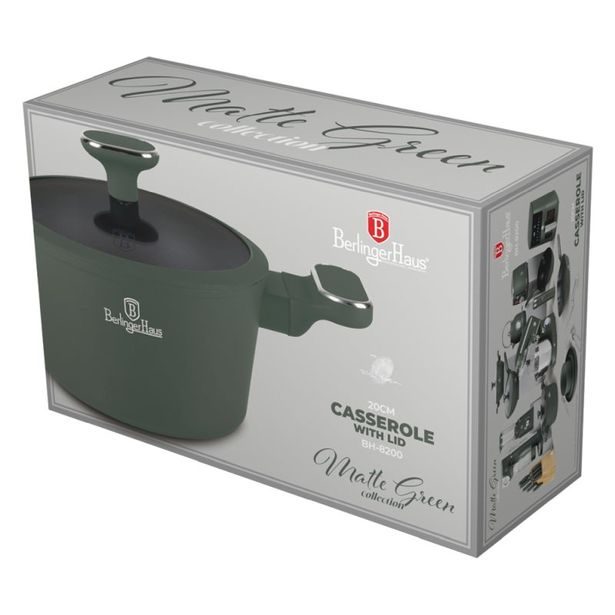 BERLINGERHAUS Kastrol s titanovým povrchem a poklicí 20 cm Matte Green Collection BH-8200