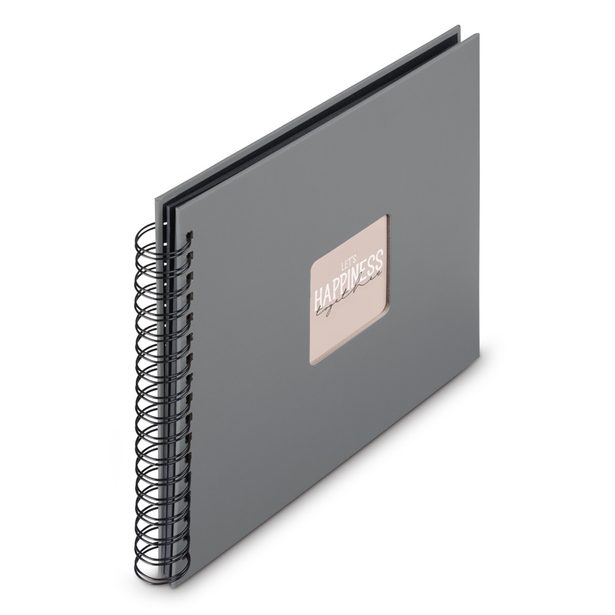 Hama album klasické spirálové FINE ART 28x24 cm, 50 stran, kamenná šedá, černé listy