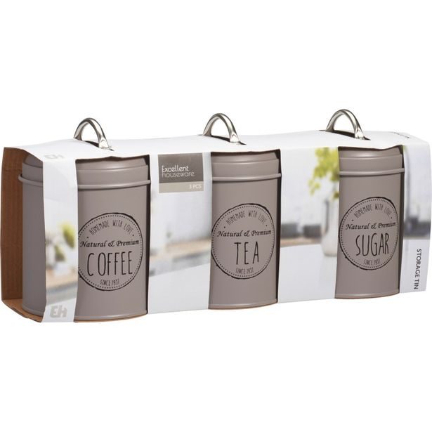 EXCELLENT HOUSEWARE Dóza na potraviny kávu, čaj a cukr sada 3 ks šedá KO-C80653730seda