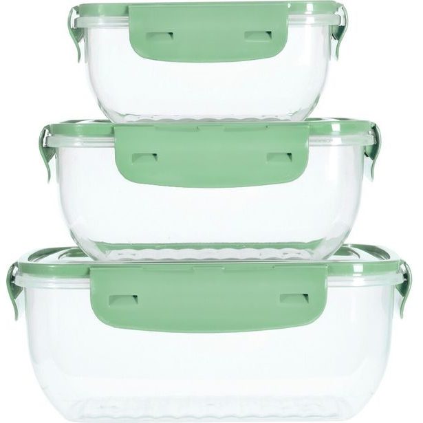 EXCELLENT HOUSEWARE Dóza na potraviny sada 3 ks světle zelená KO-024001560svze