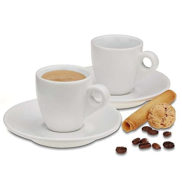 KELA Hrnek na espresso s podšálkem sada 4 ks MATTIA bílá KL-12748