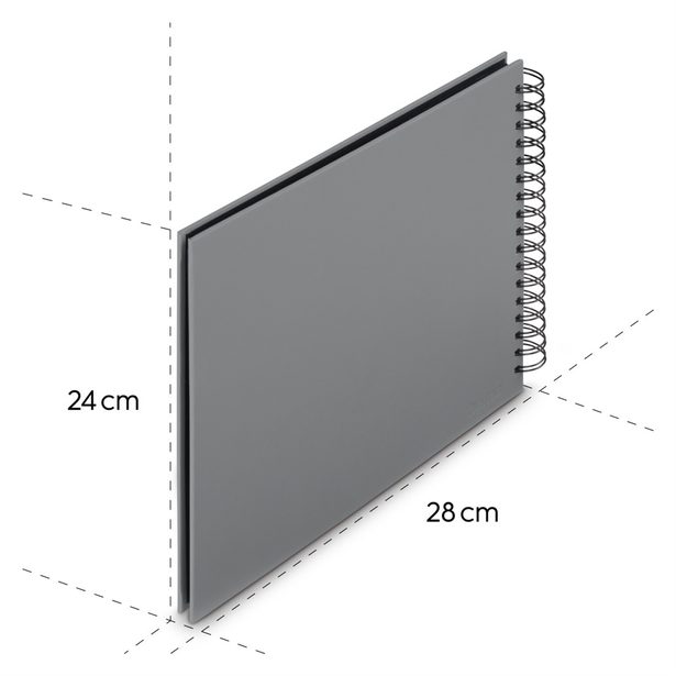 Hama album klasické spirálové FINE ART 28x24 cm, 50 stran, kamenná šedá, černé listy