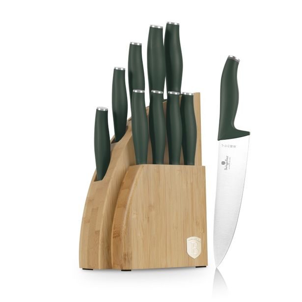 BERLINGERHAUS Sada nožů se stojanem BAMBOO 10 ks Matte Green Collection BH-3123