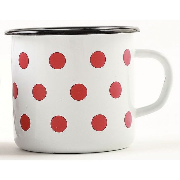 hrnek d 8 (0,4l) bílý, červený PUNTÍK, smalt