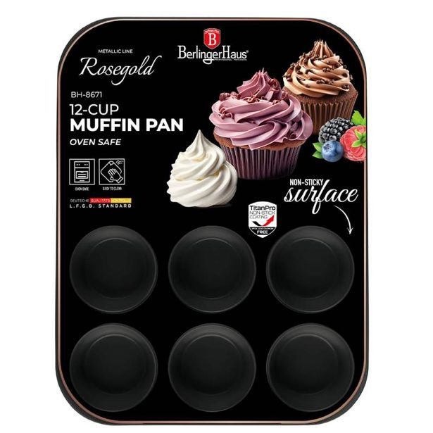 BERLINGERHAUS Forma na muffiny s nepřilnavým povrchem 12 ks Black Rose Collection BH-8671