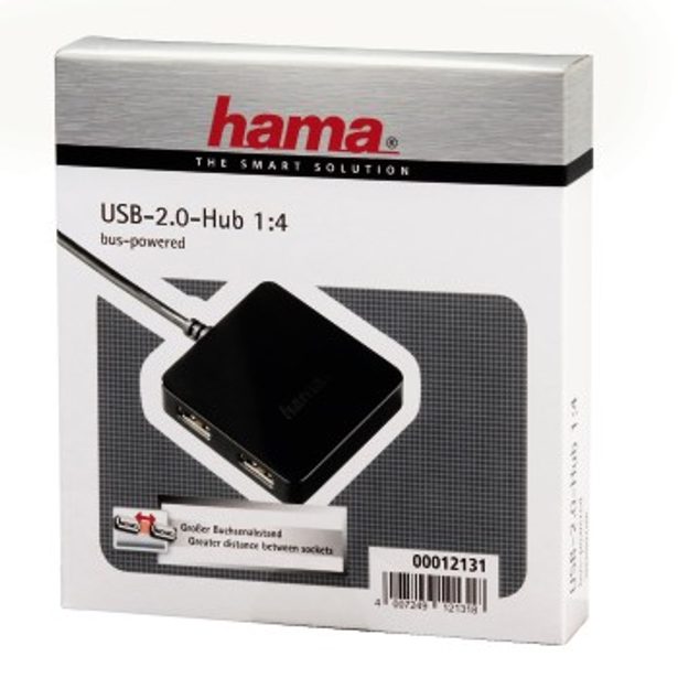 Hama USB 2.0 hub 1:4,bus-powered,čierny