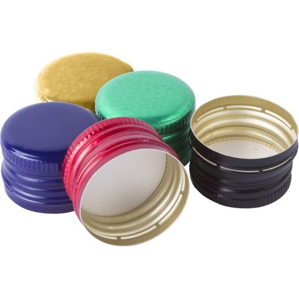 zátka lahví-100ks-šroub.barev.(Al+korek)