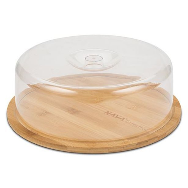 podnos d28cm na dort, TERRESTRIAL, bambus, víko plast