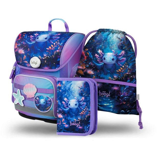 BAAGL SET 3 Ergo Axolotl: aktovka, penál, sáček