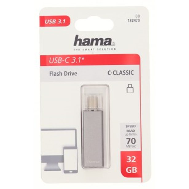 Hama USB flashdisk UNI-C Classic, USB-C 3.1, 32 GB, 70 MB/s