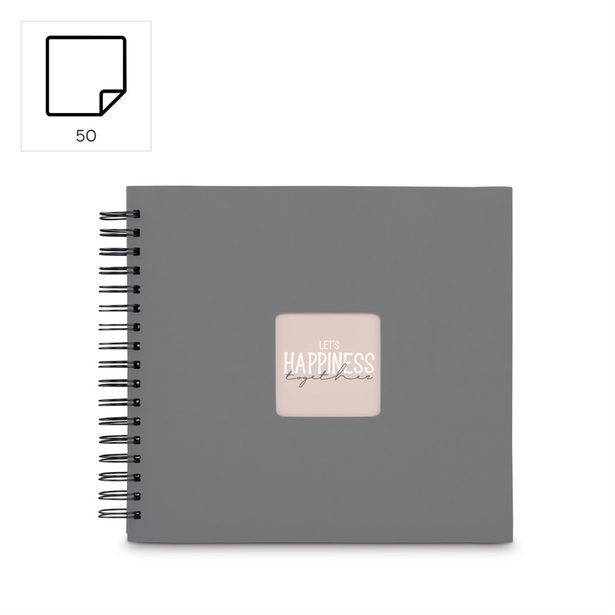 Hama album klasické spirálové FINE ART 28x24 cm, 50 stran, kamenná šedá, černé listy