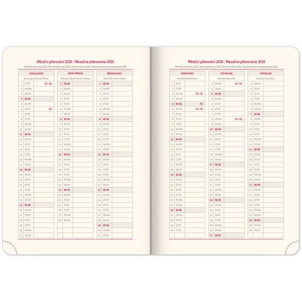 Týdenní diář Vivella Top 2025, oranžový, 15 × 21 cm