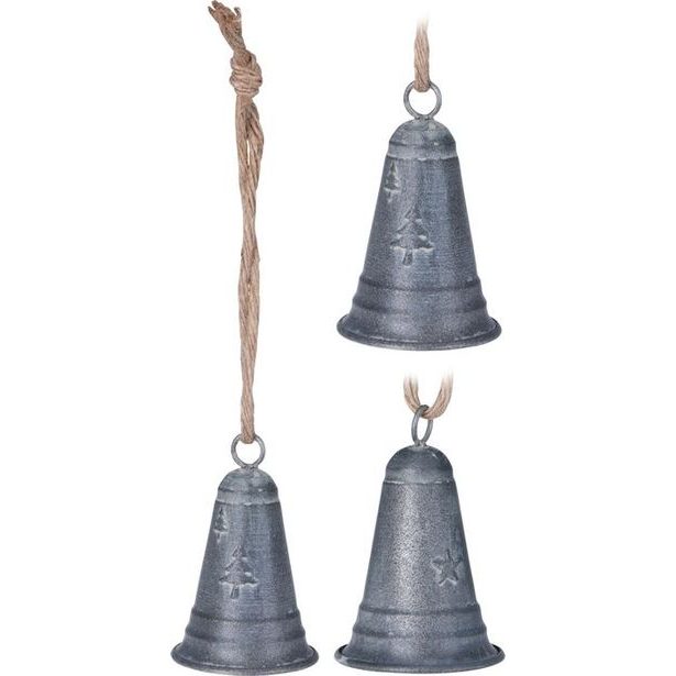 závěs ZVONEK 6x10cm, šedý, 2druhy, kov/juta