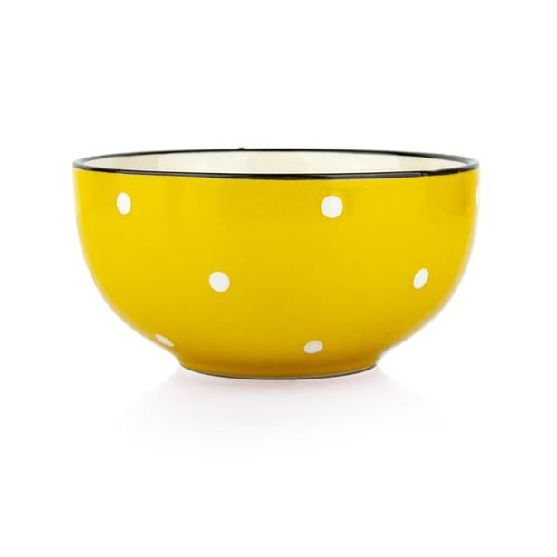 TORO MISKA ŽLUTÁ S BÍLÝMI PUNTÍKY,490ML,13CM KERAMIKA_hamashop