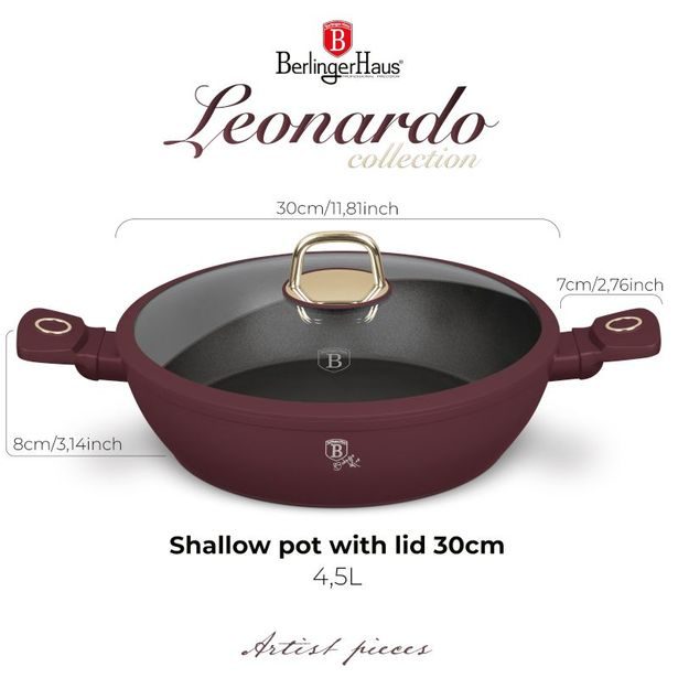 BERLINGERHAUS Kastrol s titanovým povrchem a poklicí 30 cm Leonardo Collection BH-8039