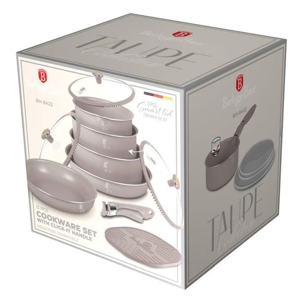 BERLINGERHAUS Sada nádobí s titanovým povrchem 13 kusů Taupe Nordic Collection BH-8422