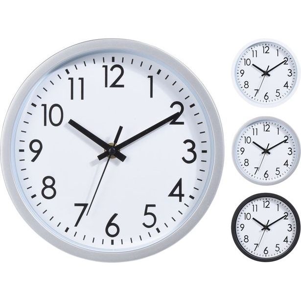 hodiny d20cm, 3barvy, kulaté nástěnné